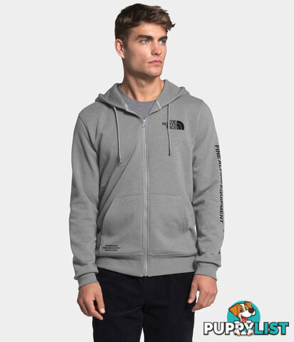 The North Face Brand Proud FZ Mens Fleece Hoodie - TNF Medium Grey Heather/TNF Black - S - NF0A3Y9GGVD-R0S