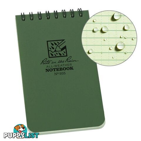 Rite In The Rain Top Spiral 3 X 5 Polydura Waterproof Notebook - Green - XR935