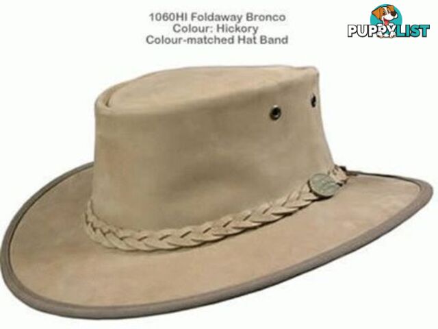 BARMAH FOLDAWAY BRONCO LEATHER HAT - HICKORY [Hat Size:Large] - 1060HIL