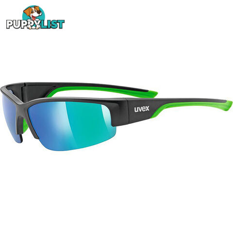 Uvex Sportstyle 215 Sports Sunglasses - Black Matte/Green - S5306172716