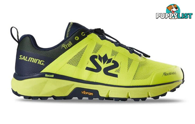 Salming Trail 6 Mens Trail Running Shoes - Safety Yellow/Navy Blue - US10.0 - 1280057-1904-44