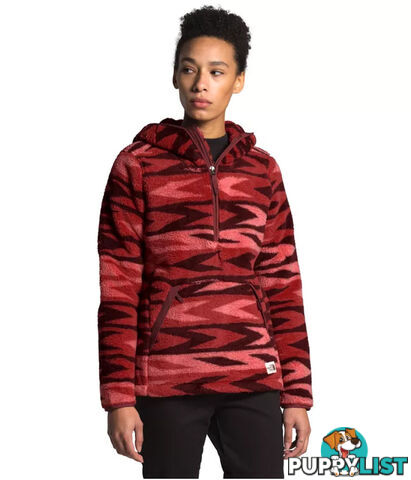 The North Face Campshire 2.0 Womens Pullover Fleece Hoodie - Sunbaked Red Arrow Stripe Print/Barolo Red - M - NF0A3YS7P52-T0M