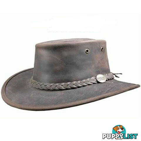 BARMAH FOLDAWAY BRONCO LEATHER HAT BROWN [Hat Size:Medium] - 1060BRM