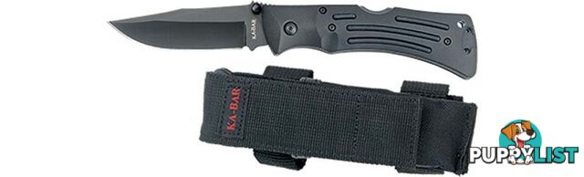 Ka-Bar Mule Folder Straight Edge Knife With Black Polyester Sheath & Pocket Clip - KB3050