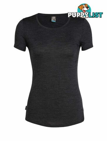 Icebreaker Cool-Lite Sphere Womens Short Sleeve Low Crewe Top - Black Heather - XL - 104680030XL