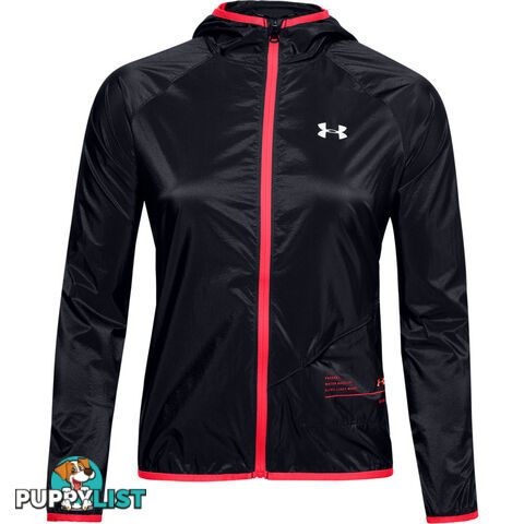 Under Armour Qualifier Storm Womens Packable Running Jacket - Black/Beta/Reflective - SM - 1326558-003-SM