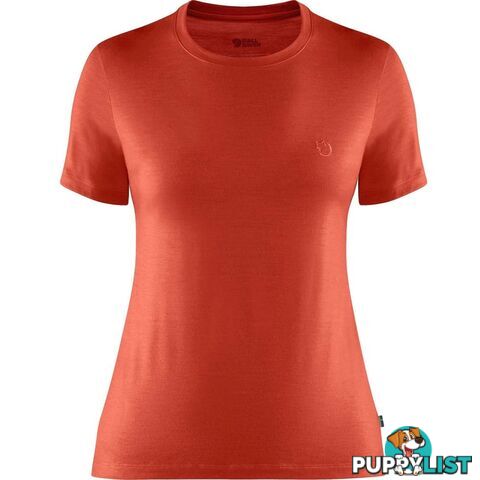 Fjallraven Abisko Wool SS Womens T-Shirt - Flame Orange - S - CF84101214S