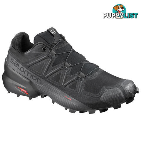 Salomon Speedcross 5 Wide Mens Trail Running Shoes - Black/Black/Phantom - 10 US - 407935-095