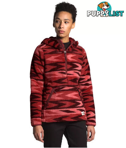 The North Face Campshire 2.0 Womens Pullover Fleece Hoodie - Sunbaked Red Arrow Stripe Print/Barolo Red - XS - NF0A3YS7P52-QXS