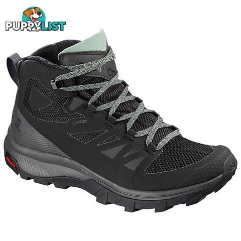 Salomon Outline Mid GTX Womens Hiking Boots - Black/Magnet Green - 404844