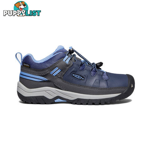 Keen Targhee Low WP Youth Waterproof Hiking Shoes - Blue Nights Della Blue - US 1 - 1022922-1