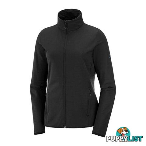 Salomon Outrack Full Zip Mid Womens Lightweight Fleece Jacket - BLACK - S - LC1358200-S