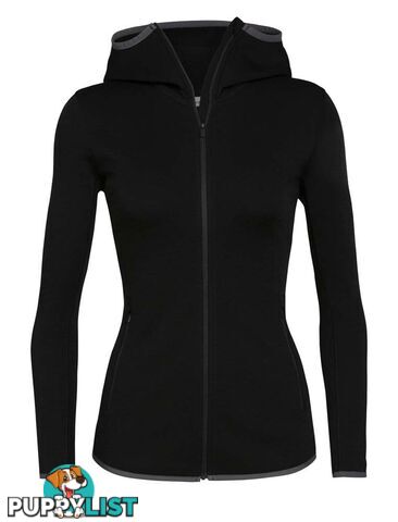 Icebreaker RealFleece Merino Elemental LS Zip Hood Womens Fleece Jacket - Black - L - 105068010L