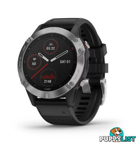 Garmin Fenix 6 Watch - Silver with Black Band - 10-02158-00