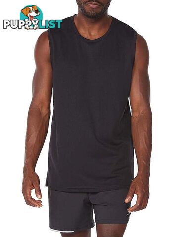 2XU Aero Mens Running Tank Top - Black/Silver Reflective - M - MR6558a-BLK-SRF-M