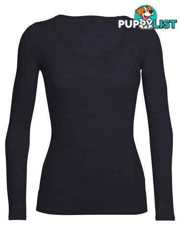 Icebreaker Siren Womens Sweetheart Long Sleeve Merino T-Shirt - Black - S - 103194001S