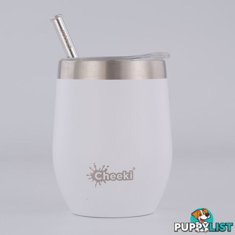 Cheeki Insulated Wine Tumbler with Straw - 320ml - Spirit White - WTB320SW2