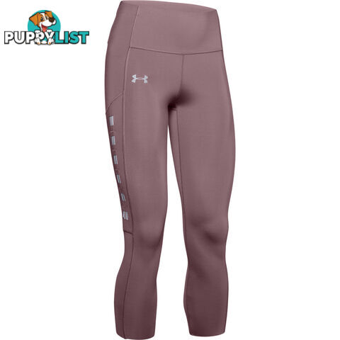 Under Armour Qualifier Speedpocket Roadside Runway Crop Womens Leggings - Pink - MD - 1342863-662-MD