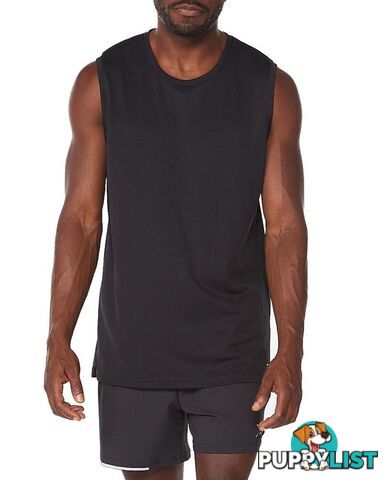 2XU Aero Mens Running Tank Top - Black/Silver Reflective - L - MR6558a-BLK-SRF-L