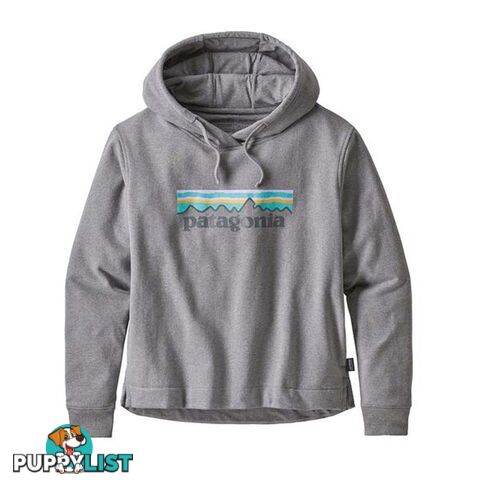 Patagonia Pastel P-6 Logo Uprisal Womens Fleece Hoody - Gravel Heather - L - 39557-GLH-L