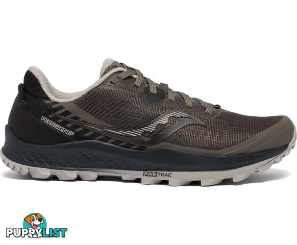 Saucony Peregrine 11 Wide Mens Trail Running Shoes - Gravel/Black - 11 - S20642-35-11