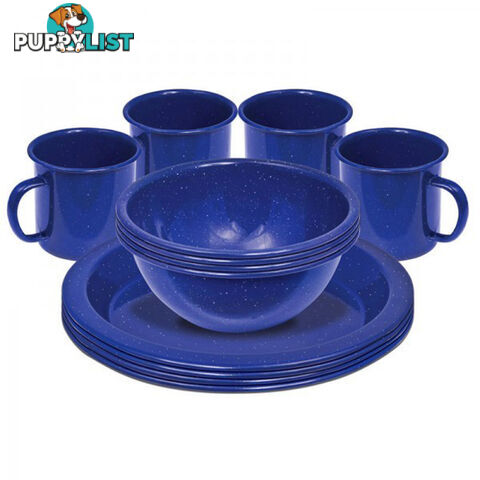 Campfire Speckled 12 Piece (4-Person) Dinner Set - Enamel Navy - 727623