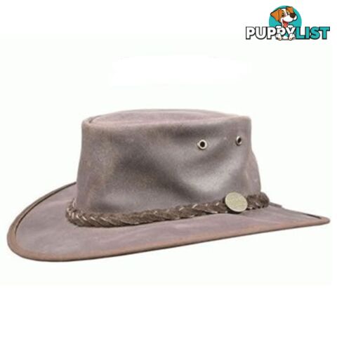 Barmah Foldaway Oiled Leather Hat - Brown - 1062br