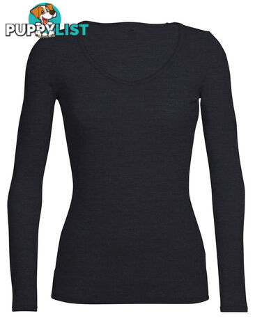 Icebreaker Siren Womens Sweetheart Long Sleeve Merino T-Shirt - Black - XS - 103194001XS