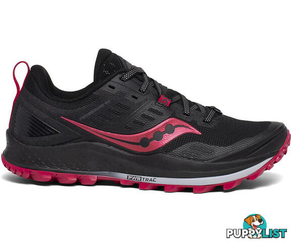 Saucony Peregrine 10 Wide Womens Trail Running Shoes - Black/Barberry - 7.5US - S10557-20-75