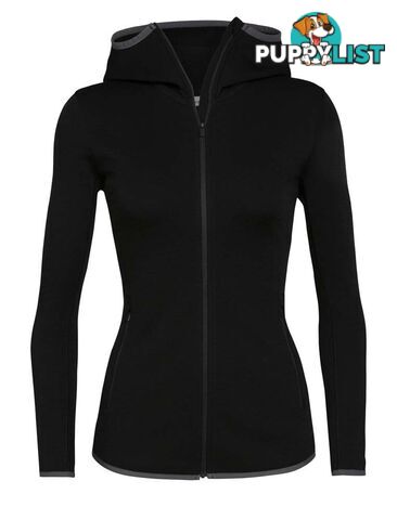 Icebreaker RealFleece Merino Elemental LS Zip Hood Womens Fleece Jacket - Black - XS - 105068010XS