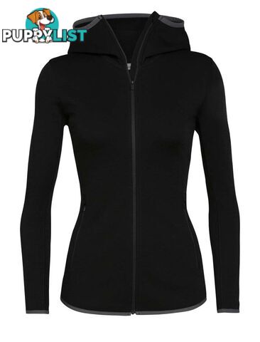 Icebreaker RealFleece Merino Elemental LS Zip Hood Womens Fleece Jacket - Black - XL - 105068010XL