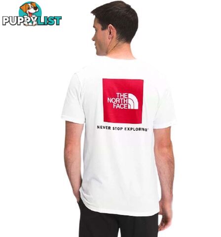 The North Face Box NSE Mens Short Sleeve Everyday Tee - TNF White/TNF Red - XXL - NF0A4763LB1-X2L