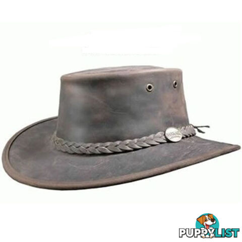 Barmah Foldaway Bronco Leather Hat - Brown - 1060br