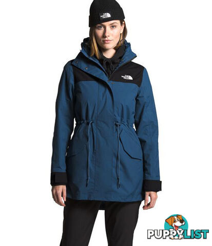 The North Face Metroview Womens Waterproof Trench Coat - Shady Blue/TNF Black - Xs - NF0A4AM1MPF-QXS