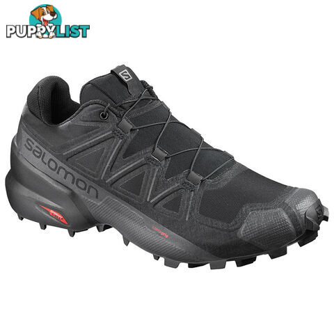 Salomon Speedcross 5 Wide Mens Trail Running Shoes - Black/Black/Phantom - 9.5 US - 407935-090