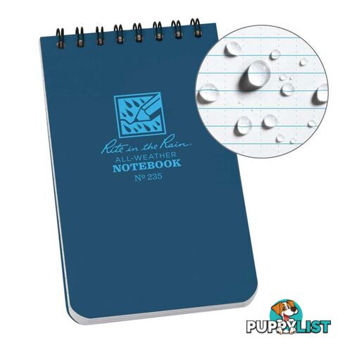 Rite In The Rain Top Spiral 3 X 5 Polydura Waterproof Notebook - Blue - XR235