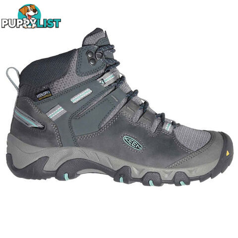 Keen Steens Leather WP Womens Waterproof Hiking Boots - Steel Grey Ocean Wave - US 9H - 1022332-9H