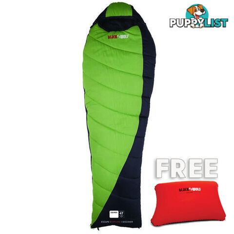 Black Wolf Equinox 220 Compact Sleeping Bag - Green - 4261-Green