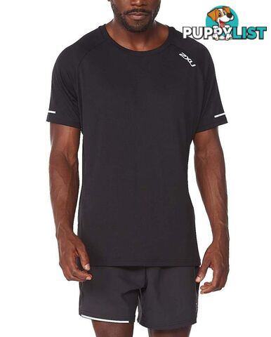 2XU Aero Mens Running Tee - Black/Silver Reflective - M - MR6557a-BLK-SRF-M