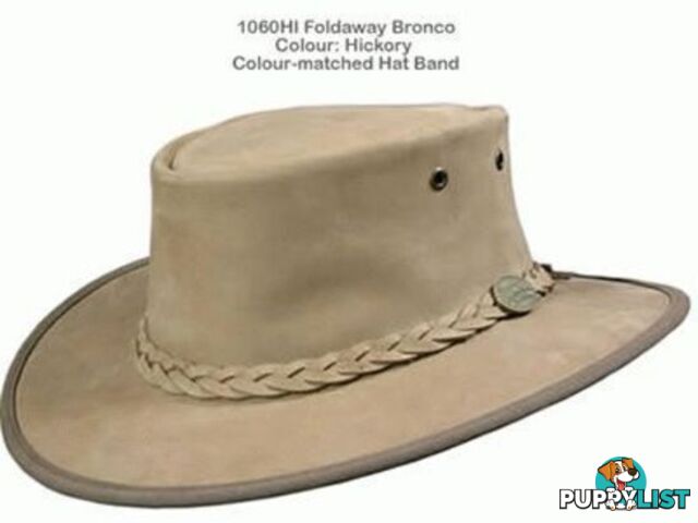 BARMAH FOLDAWAY BRONCO LEATHER HAT - HICKORY [Hat Size:Small] - 1060HIS