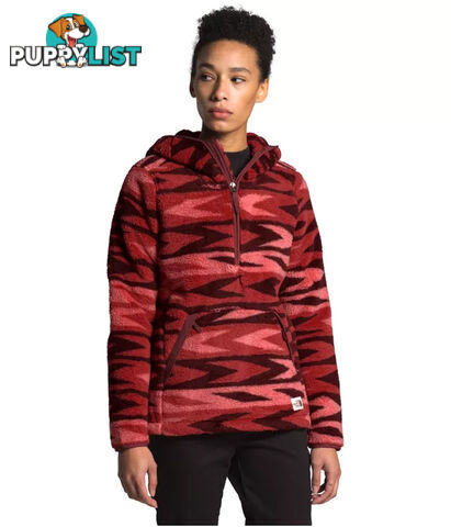 The North Face Campshire 2.0 Womens Pullover Fleece Hoodie - Sunbaked Red Arrow Stripe Print/Barolo Red - S - NF0A3YS7P52-R0S