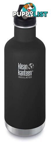 Klean Kanteen 32oz Insulated Classic Loop Cap Water Bottle 1L - Shale Black - XK1003113