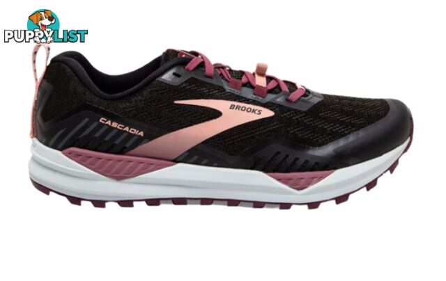 Brooks Cascadia 15 Womens Trail Running Shoes - Black/Ebony/Coral Cloud - 9.5 Wide - 1203311D-087-95