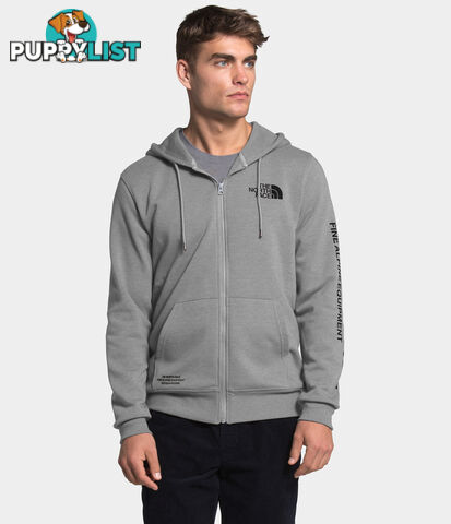 The North Face Brand Proud FZ Mens Fleece Hoodie - TNF Medium Grey Heather/TNF Black - XL - NF0A3Y9GGVD-X1L