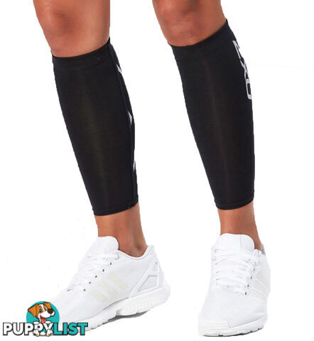 2XU Compression Calf Guards - Black/Black - L - UA1987b-BLK-BLK-L