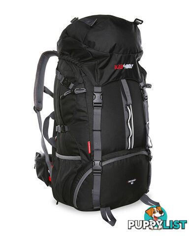 Black Wolf Nomad 60L Travel/Trek Hybrid Backpack - Black - 3412351361008