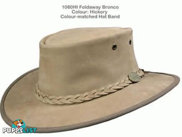 Barmah Foldaway Bronco Leather Hat - Hickory - 1060hi