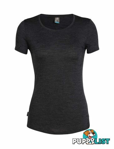 Icebreaker Cool-Lite Sphere Womens Short Sleeve Low Crewe Top - Black Heather - S - 104680030S