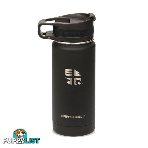 Earthwell Roaster Vacuum Bottle 16oz/470ml - Loop Cap - Volcanic Black - VJ16-R10L10