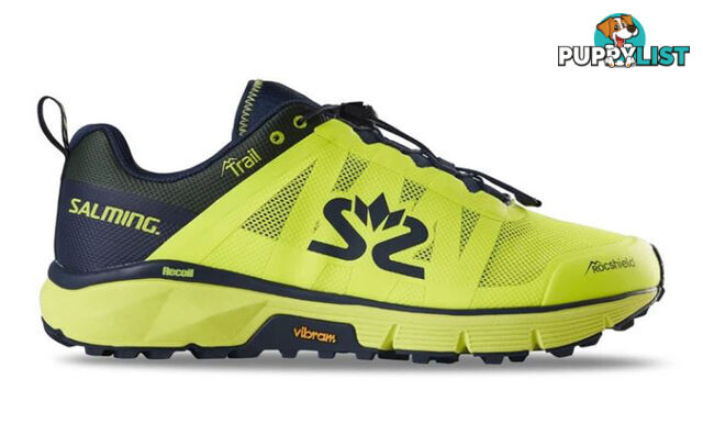 Salming Trail 6 Mens Trail Running Shoes - Safety Yellow/Navy Blue - US8.0 - 1280057-1904-4113